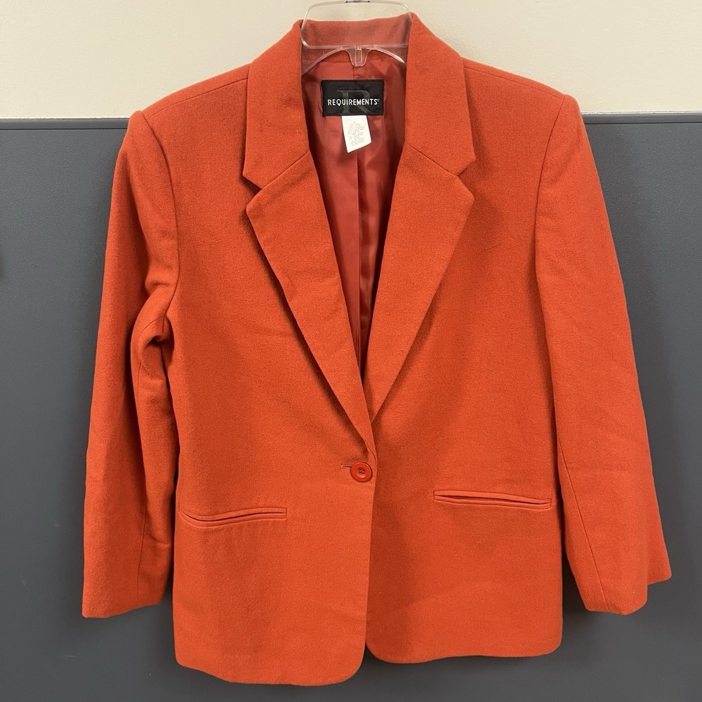 Requirements Vintage Wool Blend Size 10 Blazer Jacket Women's Lined Burnt Orange